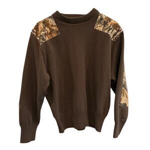 Vtg Northwest Territory Mens Sweater Size M Hunter Camo Camouflage Elbow Patch